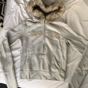 abercrombie half zip faux fur hoodie pullover